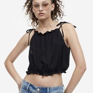 H&M Black Ruffle Tank Top - Medium